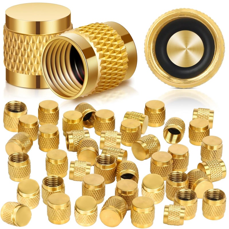 lizenoz 1/4 Flare Cap, Round Brass w/Neoprene o-Ring Seal, HVAC Valve Caps, Refrigerant Locking caps, HVAC Locking caps (50 PCS) - Image 1
